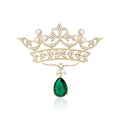 Alloy Pearl Zircon Crown Brooch Elegant Coat Lapel Pin view 1