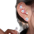 Minimalist Metal Round Zircon Magnetic Clip-on Earrings For Men And Women No Piercing Ear Cuff view 5