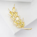 Alloy Zircon Golden Wheat Brooch For Elegant Clothing Fastening view 2