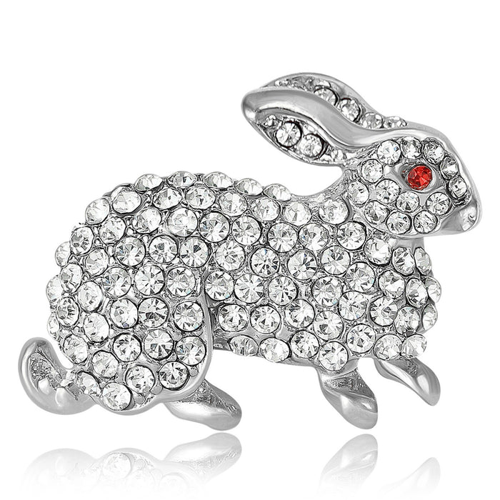 Alloy Rhinestone Rabbit Brooch For Cute Animal Garment Accessories