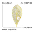 Alloy Zircon Leaf Freshwater Pearl Brooch Pin For Clothing Accessories view 5