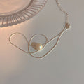 Vintage French Copper Freshwater Pearl Necklace Geometric Minimalist Collarbone Chain view 2