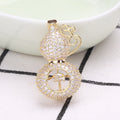 Copper Gourd Brooch With Full Zircon For Coat Decoration view 4