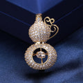 Copper Gourd Brooch With Full Zircon For Coat Decoration view 1