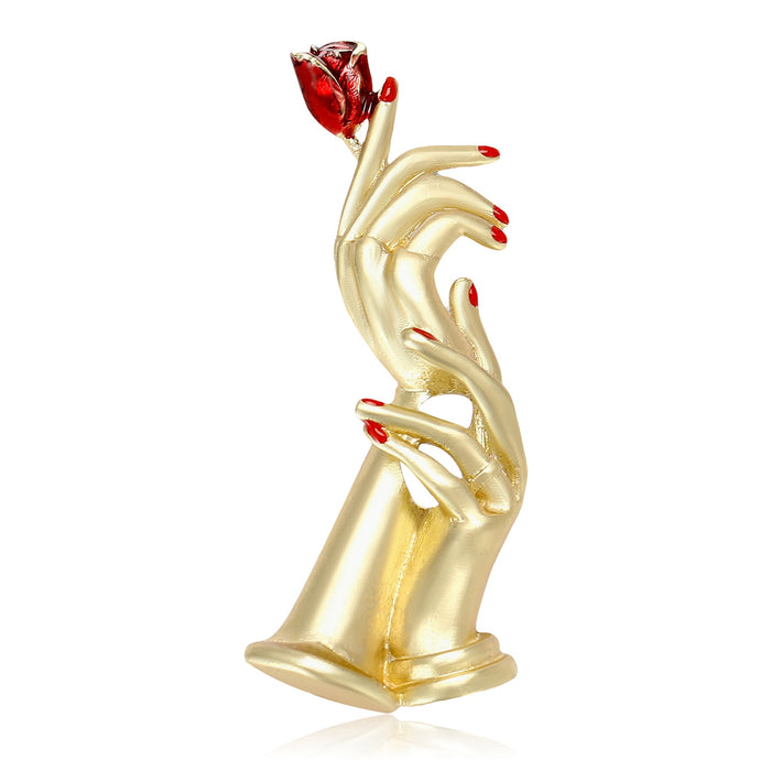 Alloy Handheld Rose Brooch Pin For Coat And Shirt Accessories