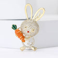 Copper Zircon Rabbit Carrot Brooch Pin For Women's Clothing view 2