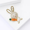 Copper Zircon Rabbit Carrot Brooch Pin For Women's Clothing view 4