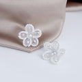 Elegant White Beaded Crystal Flower Stud Earrings With Pearl Rice Beads For Women Luxury Fashion Earrings view 2