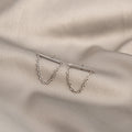 Elegant Minimalist Silver Alloy Bar Stud Chain Tassel Geometric U Drop Lightweight Fashion Earrings view 1