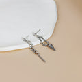 Luxury Asymmetric Long Chain Stud Earrings With Cone Charm Silver Alloy Minimalist Elegant Earrings view 2