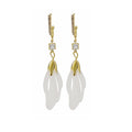 Elegant Korean White Flower Petal Tassel Drop With Cat Eye Stone Zircon Alloy Hook Dangle Earrings view 5