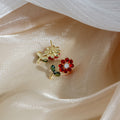 Elegant Sweet Flower Crystal Rhinestone Colorblock Alloy Stud Earrings for Women Fashion Earrings view 4