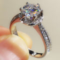 Classic Six Prong Cubic Zirconia Wedding Ring For Bridal Engagement Dinner Jewelry view 2