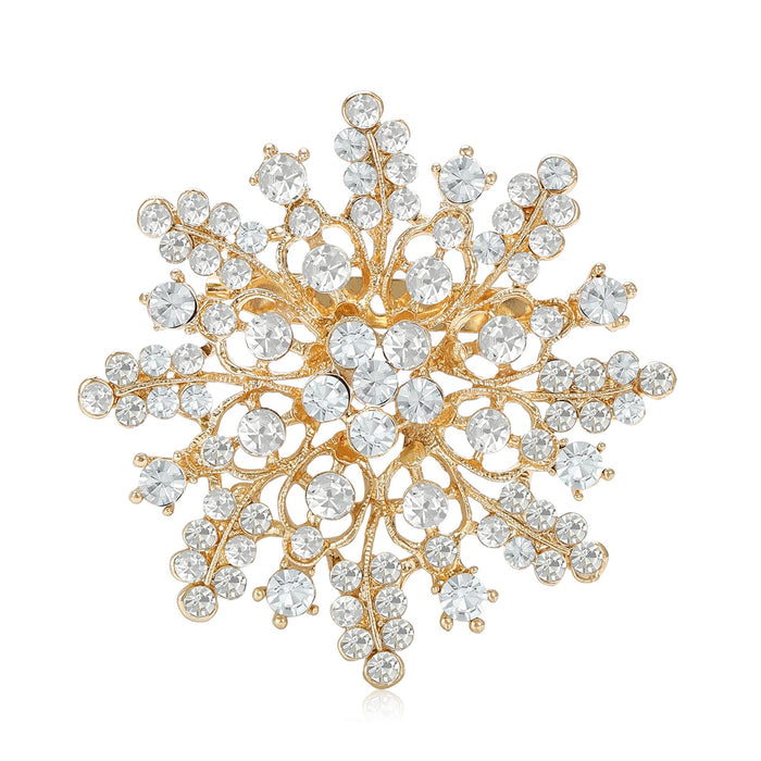 Alloy Rhinestone Flower Brooch For Women's Suits And Coats