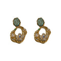 Alloy Square Rhinestone Flower Pearl Pleated Hollow Drop Earrings Fashion OL Ethnic Style view 5