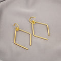 Elegant Gold Alloy Geometric Hollow Square Wire Hoop Drop Stud Earrings For Women Minimalist Fashion Earrings view 4