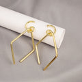 Elegant Gold Alloy Geometric Hollow Square Wire Hoop Drop Stud Earrings For Women Minimalist Fashion Earrings view 1