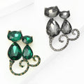 Alloy Rhinestone Cat Brooch Pin For Cute Clothing Decoration view 3