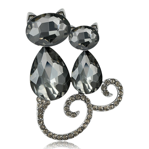 Alloy Rhinestone Cat Brooch Pin For Cute Clothing Decoration