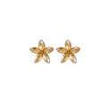 Luxury Crystal Rhinestone Flower Petal Stud Earrings For Women Elegant Alloy Silver Needle Jewelry Earrings view 5