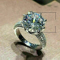 Luxury Crown Cluster Full Diamond Zircon Engagement Ring With Eight Hearts And Arrows Cut view 4