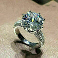 Luxury Crown Cluster Full Diamond Zircon Engagement Ring With Eight Hearts And Arrows Cut view 2