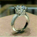 Luxury Crown Cluster Full Diamond Zircon Engagement Ring With Eight Hearts And Arrows Cut view 1