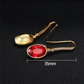 Simple Oval Red Zircon Drop Earrings, Ruby Look Gemstone Dangle Earrings For Women view 5
