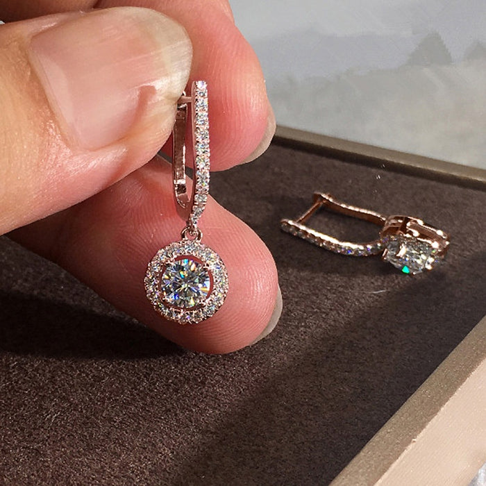 Fashion Two Piece Earring Set With Delicate Round Dangle Earrings And Sparkling Ear Cuffs