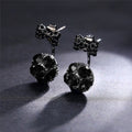 Korean Style Black Crystal Bow Stud Earrings, Simple Back Hanging Sweet Fashion Ear Jewelry view 1