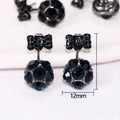 Korean Style Black Crystal Bow Stud Earrings, Simple Back Hanging Sweet Fashion Ear Jewelry view 5