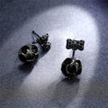 Korean Style Black Crystal Bow Stud Earrings, Simple Back Hanging Sweet Fashion Ear Jewelry view 2