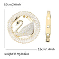 Copper Zircon Swan Brooch Pin For Luxury Women's Apparel Decoration view 4