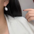 White Gold Plated Oval Drop Earrings, Elegant Womens Wedding Bridal Jewelry view 3