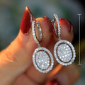 White Gold Plated Oval Drop Earrings, Elegant Womens Wedding Bridal Jewelry view 4
