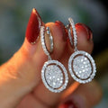 White Gold Plated Oval Drop Earrings, Elegant Womens Wedding Bridal Jewelry view 2