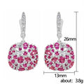 Luxury Full Rhinestone Red Crystal Huggie Earrings Trendy Glamour Women's Fashion Accessories view 5