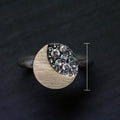 Vintage Round Moon Two Tone Zircon Ring, Hip Hop Fashion Unisex Finger Jewelry For Men And Women view 5