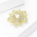 Vintage Alloy Camellia Pearl Brooch For Cardigan Shawl Coat view 2