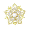 Vintage Alloy Camellia Pearl Brooch For Cardigan Shawl Coat view 1