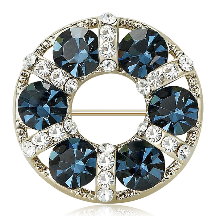 Alloy Rhinestone Round Brooch Pin Scarf Buckle For Clothing Closure