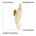 Copper Zircon Leaf Butterfly Brooch Pin For Women's Fashion Apparel view 4