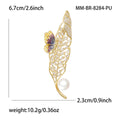 Copper Zircon Leaf Butterfly Brooch Pin For Women's Fashion Apparel view 6