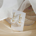 Elegant Long Zircon Bar White Pearl Flower Cluster Alloy Stud Dangle Wedding Fashion Earrings view 4