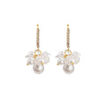 Elegant Long Zircon Bar White Pearl Flower Cluster Alloy Stud Dangle Wedding Fashion Earrings view 5