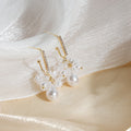 Elegant Long Zircon Bar White Pearl Flower Cluster Alloy Stud Dangle Wedding Fashion Earrings view 2