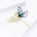 Copper Zircon Wheat Butterfly Brooch For Women's Fashion Clothing view 3