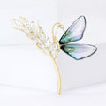 Copper Zircon Wheat Butterfly Brooch For Women's Fashion Clothing view 2