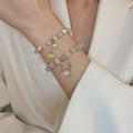 Chinese Style Cat Eye Stone Pearl Peace Buckle Kitten Heart Adjustable Beaded Bracelet view 2