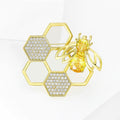 Alloy Rhinestone Bee Honeycomb Brooch Pin For Fashion Clothing Fastening view 2